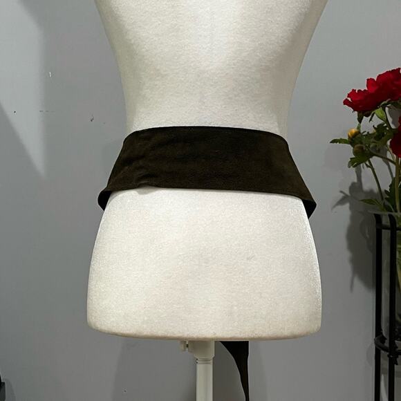 NEW Lake Shore Drive Suede Boho Crystal Flower Vintage Buckle Wide Waist Belt L main image 7